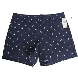 Nautica Women's Navy White Anchor Nautical Chino Shorts Size 8 NEW